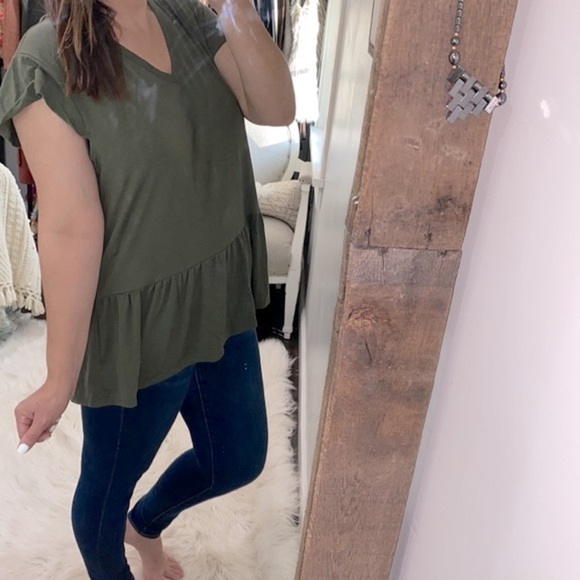 Time and Tru olive green super soft babydoll top size extra large 16-18 - Picture 2 of 5